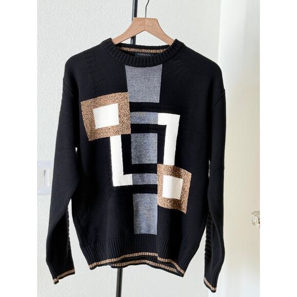 Vintage Point of Italy Wool Blend Abstract Sweater Neutral Tones L/XL - Picture 8 of 15